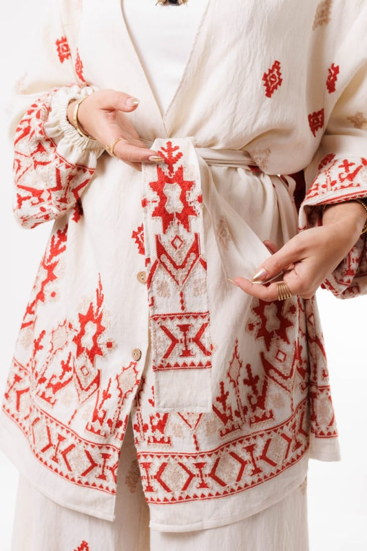 Embroidered set - Burgundy