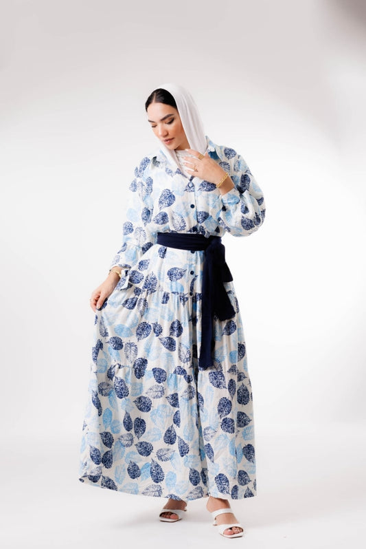 Layered dress - White x blue