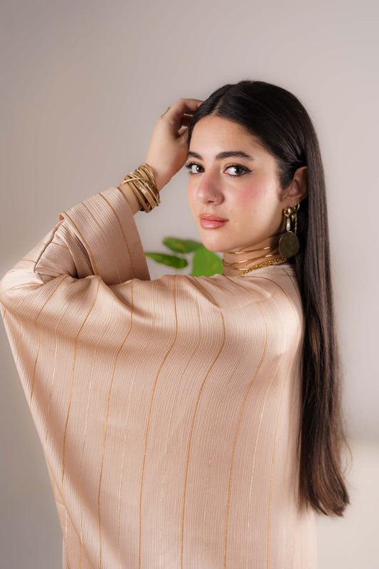 Stripped Abaya - Beige Oxidé