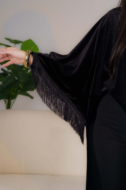 High low abaya - Black