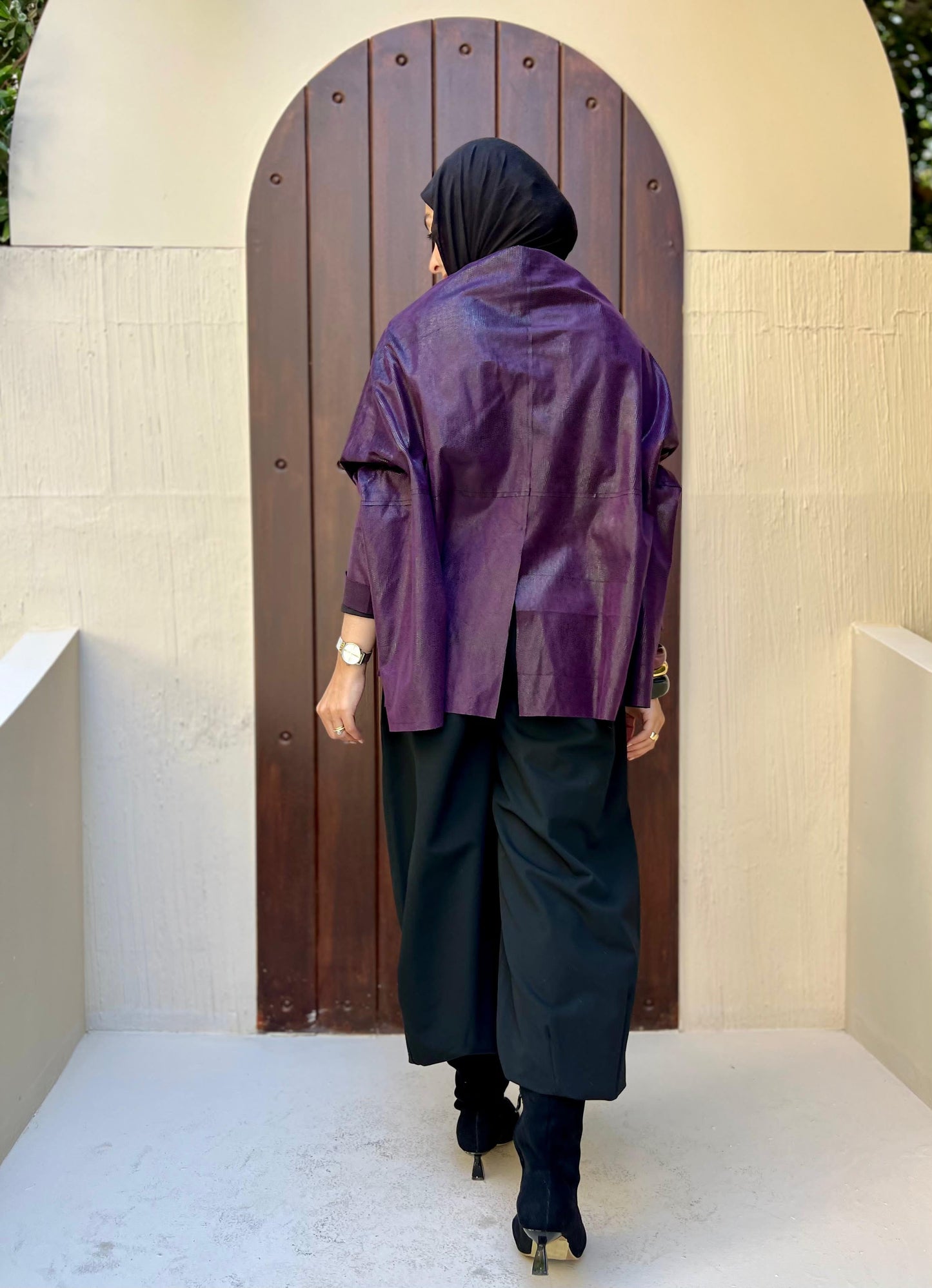 Purple leather cape/ jacket