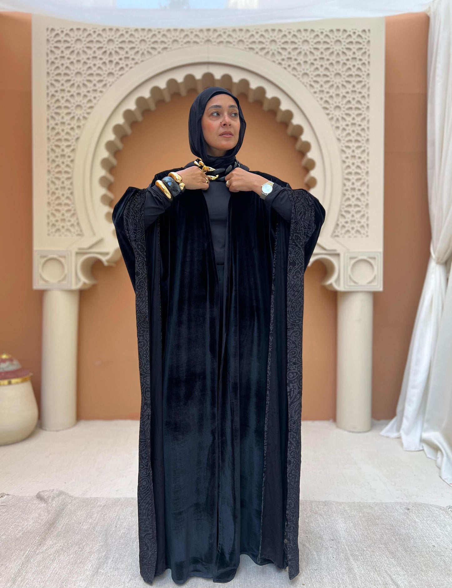 Velvet Flowy Butterfly Abaya