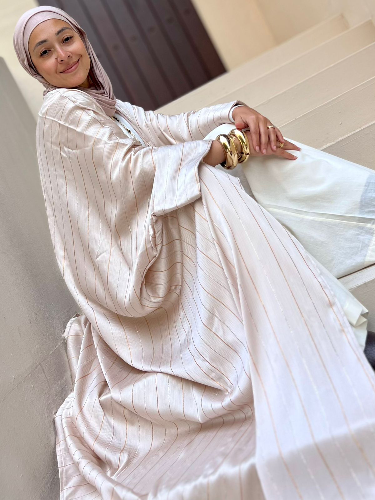 Oxidé stripped Abaya