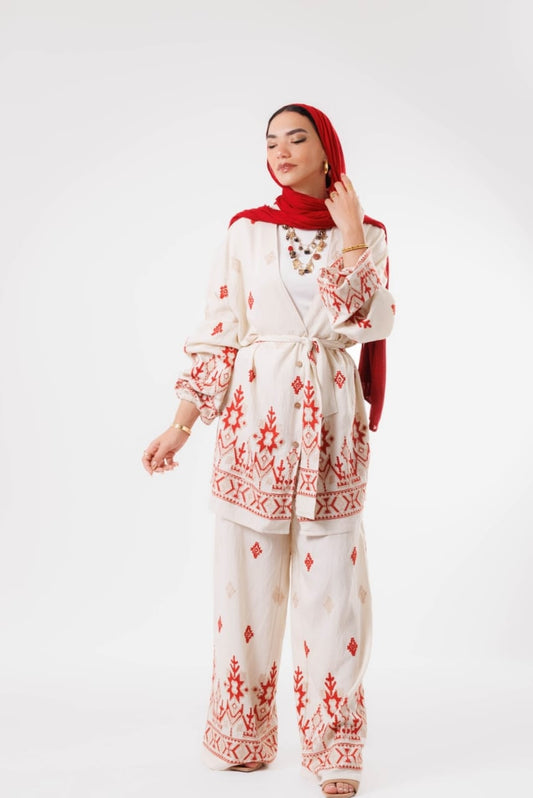 Embroidered set - Burgundy