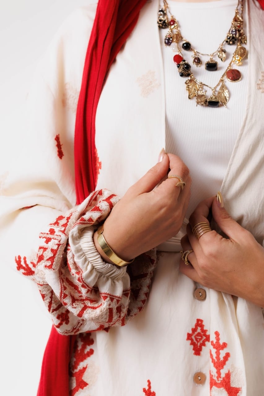 Embroidered set - Burgundy