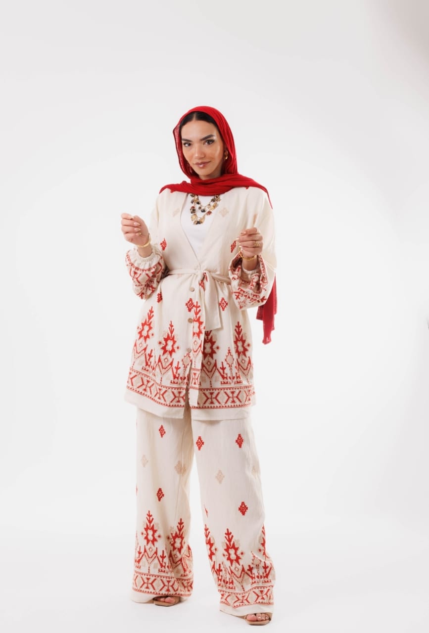 Embroidered set - Burgundy
