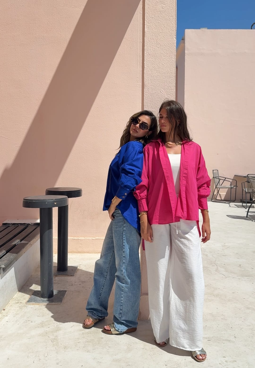 Oversized cotton shirt - Royal blue