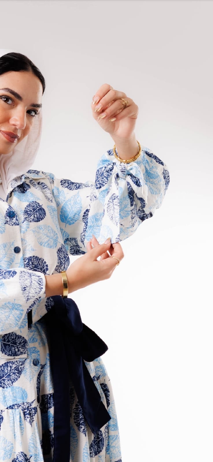 Layered dress - White x blue