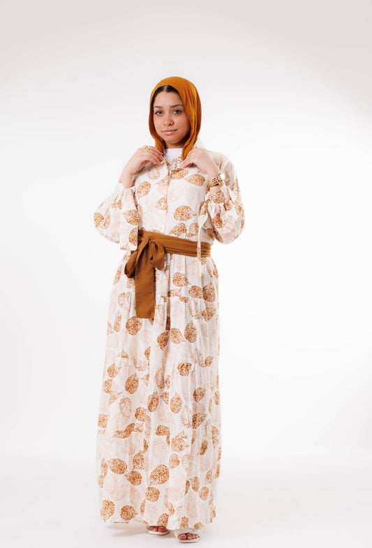 Layered Dress - Beige x White