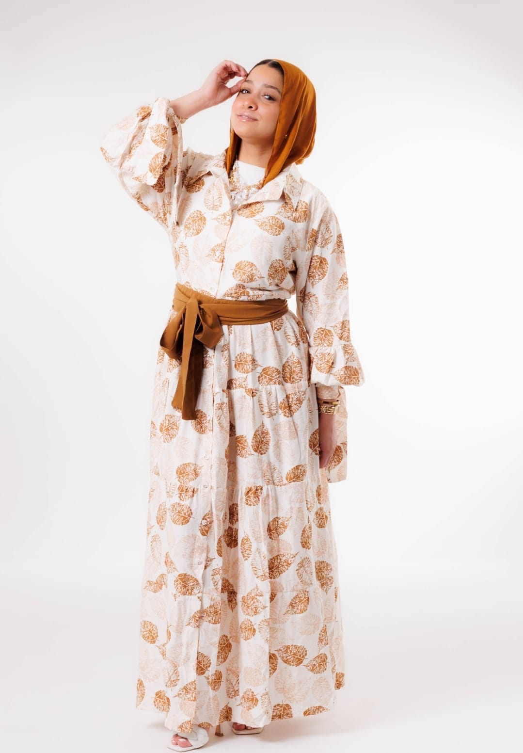 Layered Dress - Beige x White
