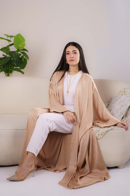 Stripped Abaya - Beige Oxidé