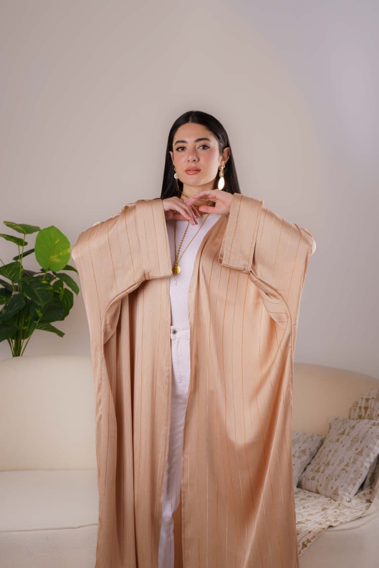 Stripped Abaya - Beige Oxidé