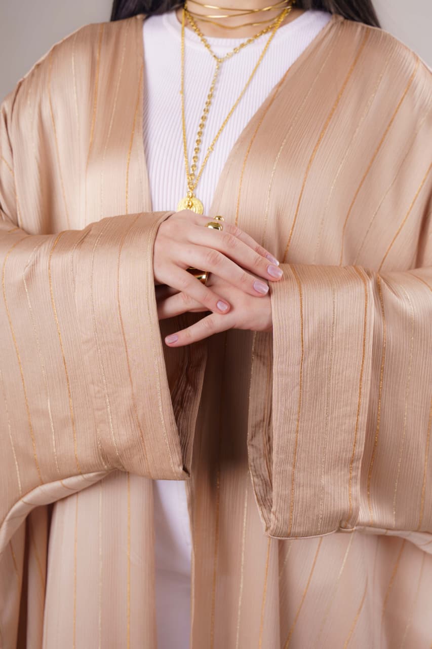 Stripped Abaya - Beige Oxidé