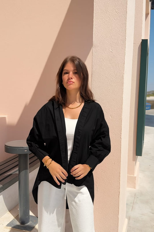 Oversized cotton shirt - Black