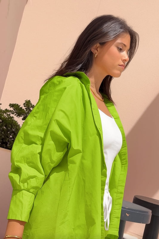 Oversized cotton shirt - Lime