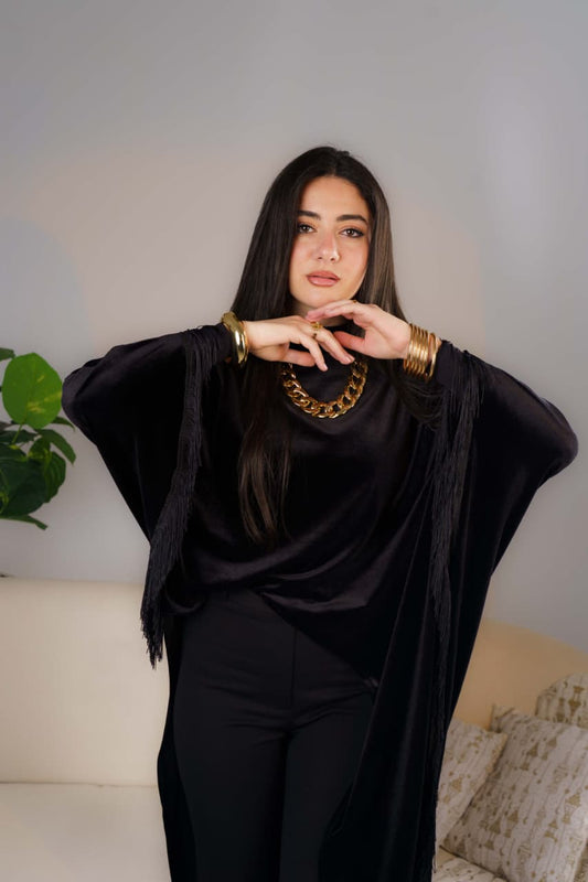 High low abaya - Black