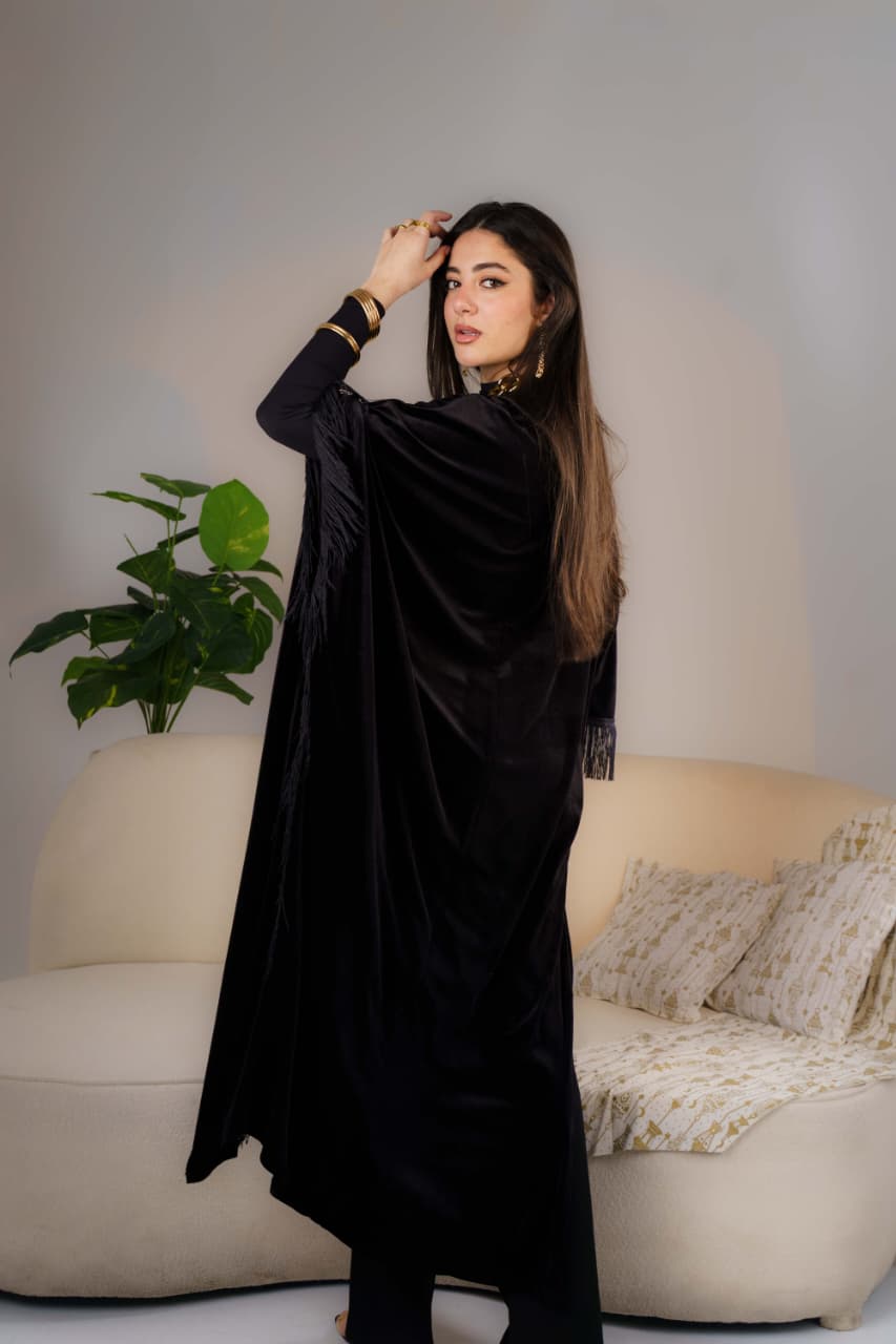 High low abaya - Black