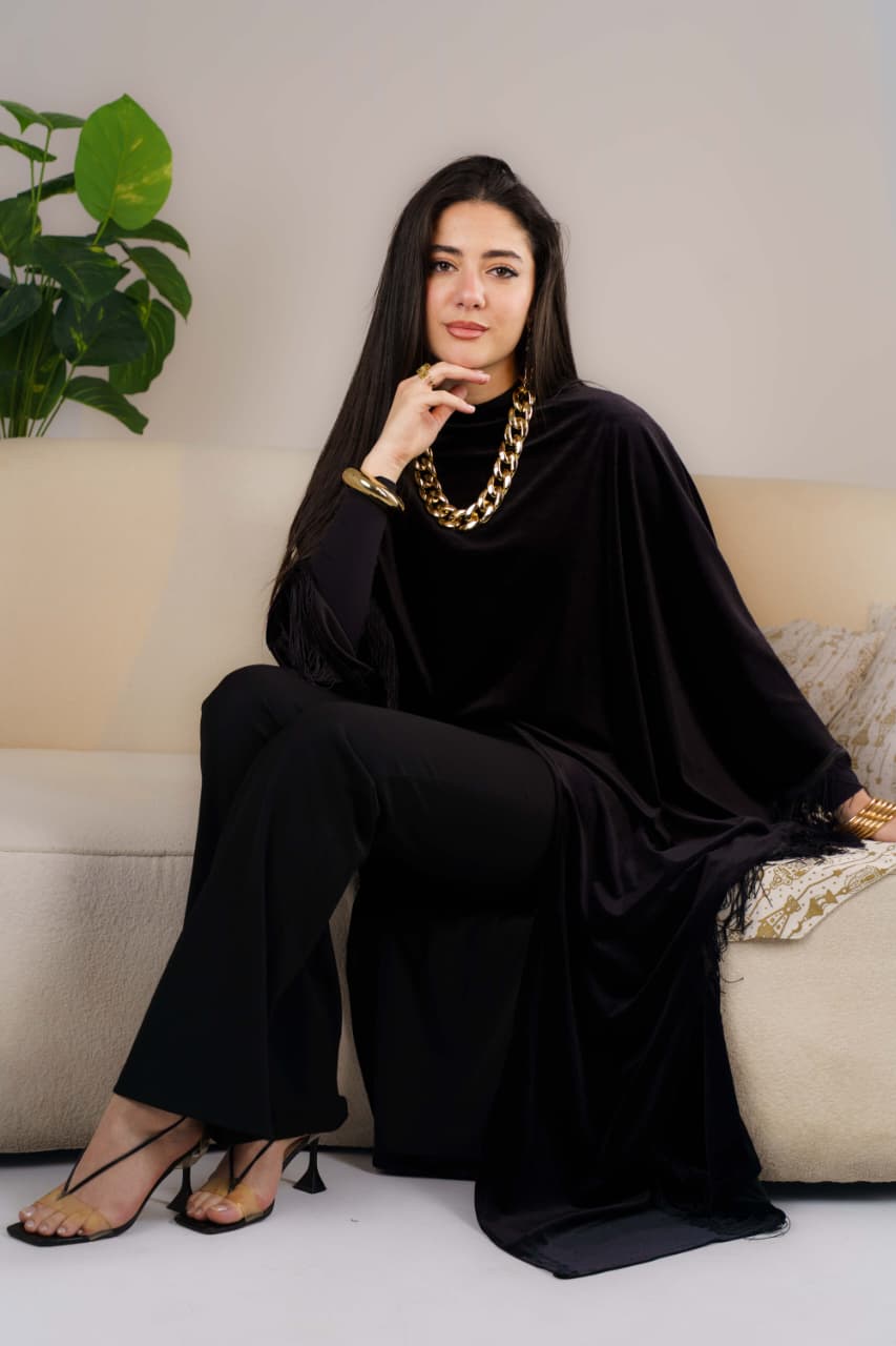 High low abaya - Black