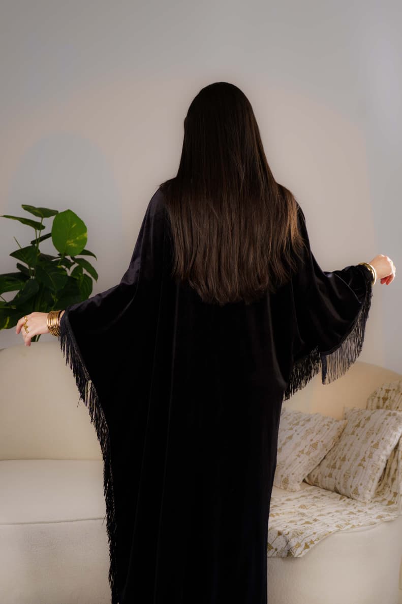 High low abaya - Black