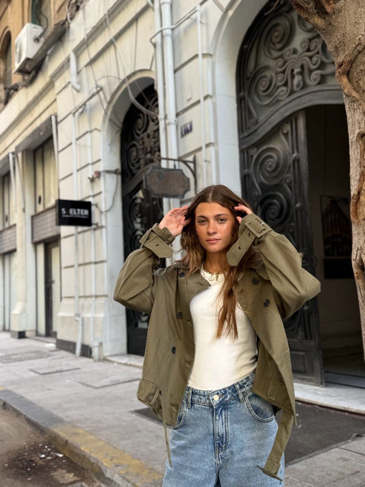 Cropped trench jacket