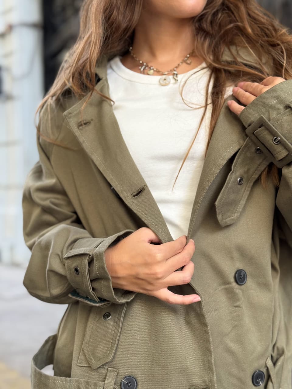 Cropped trench jacket