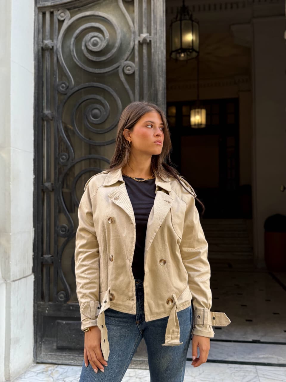 Cropped trench jacket