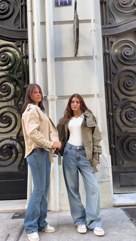Cropped trench jacket