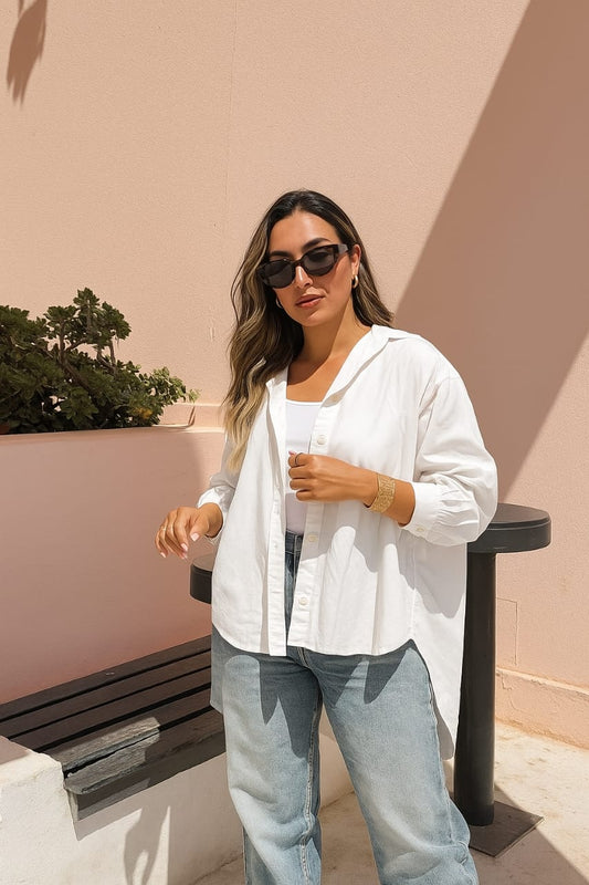 Oversized cotton shirt - Lime