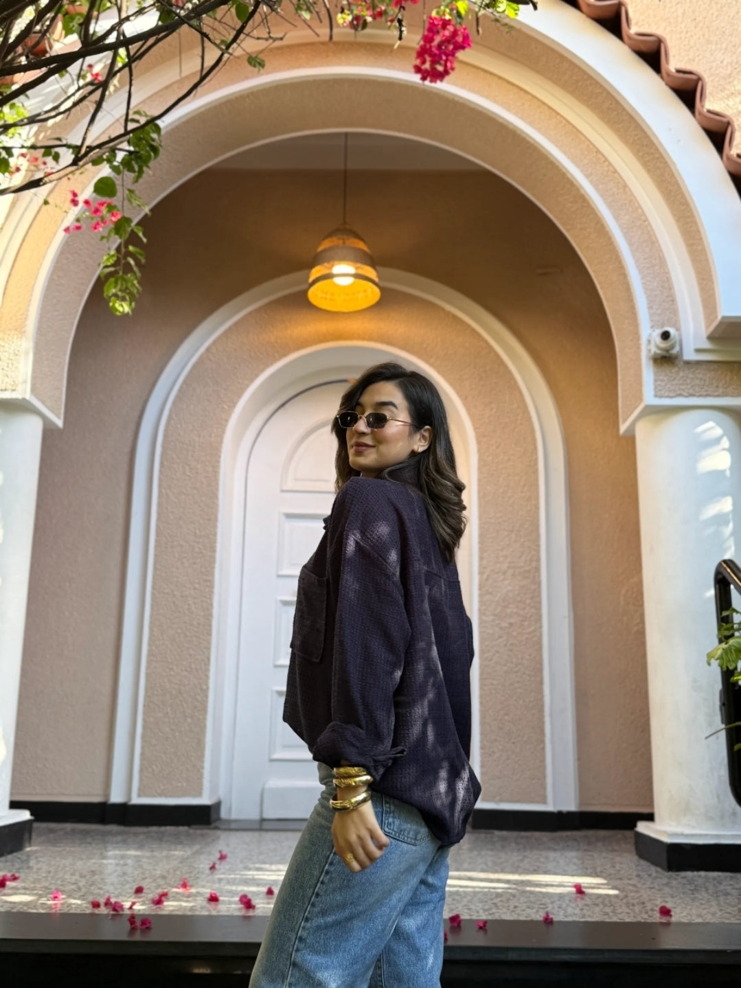 Tweed textured jacket - Navy blue