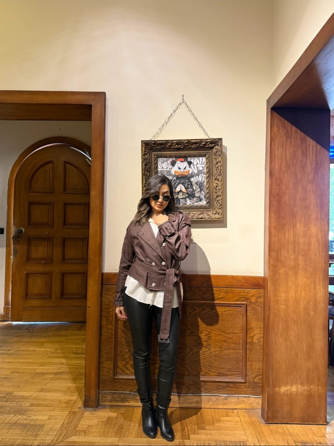 Brown denim trench jacket