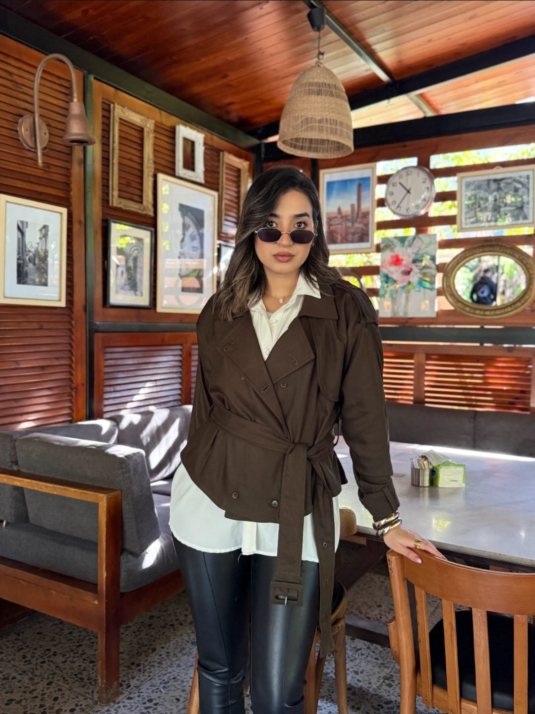 All olive trench jacket