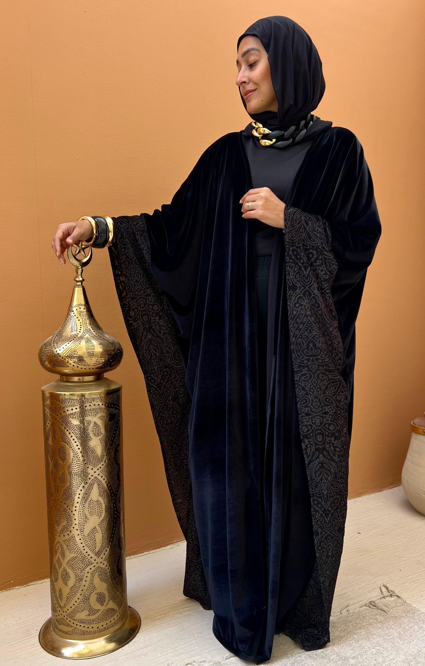 Velvet Flowy Butterfly Abaya