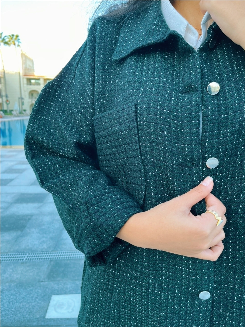 Tweed textured jacket - Green