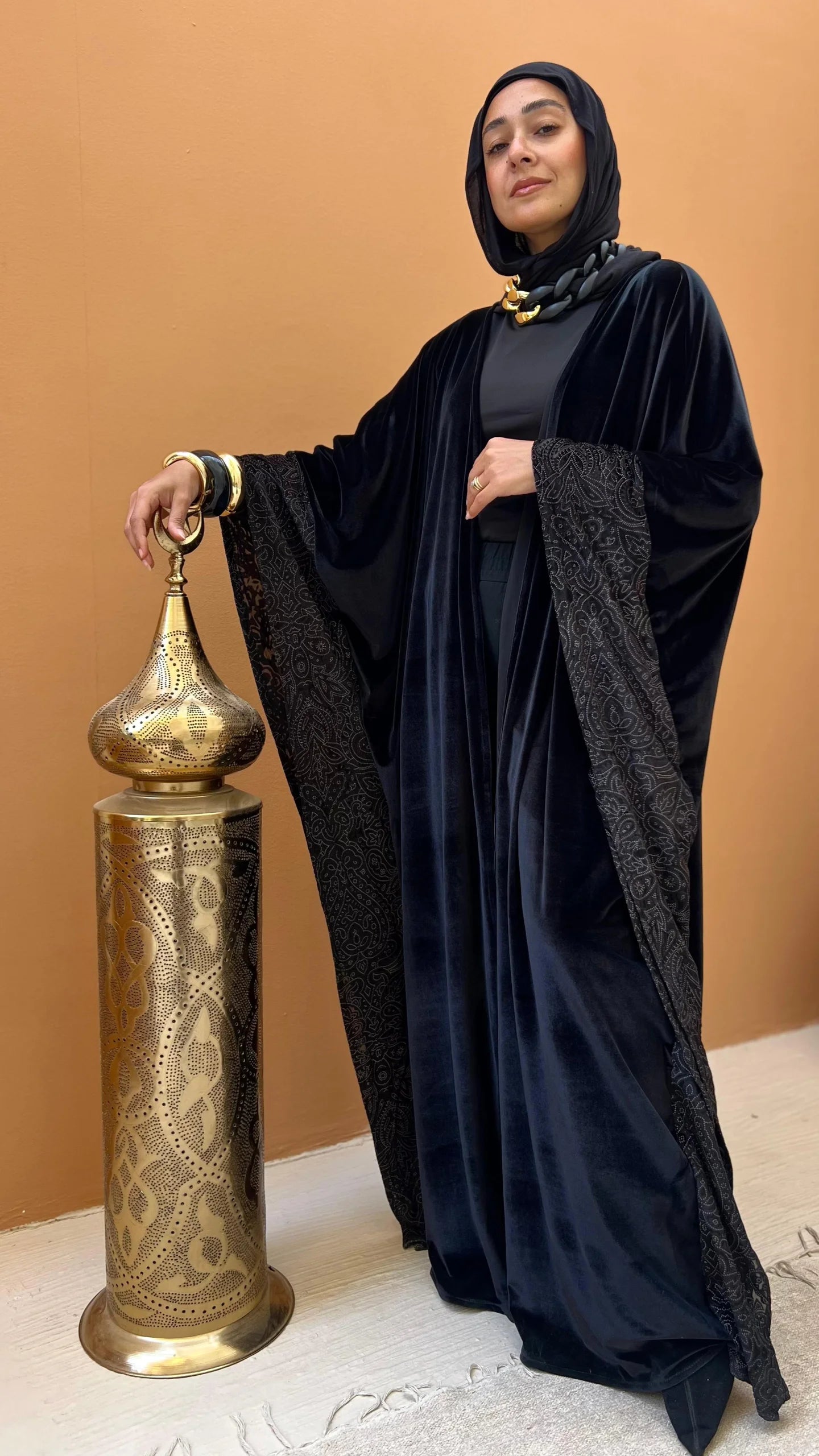 Velvet Flowy Butterfly Abaya