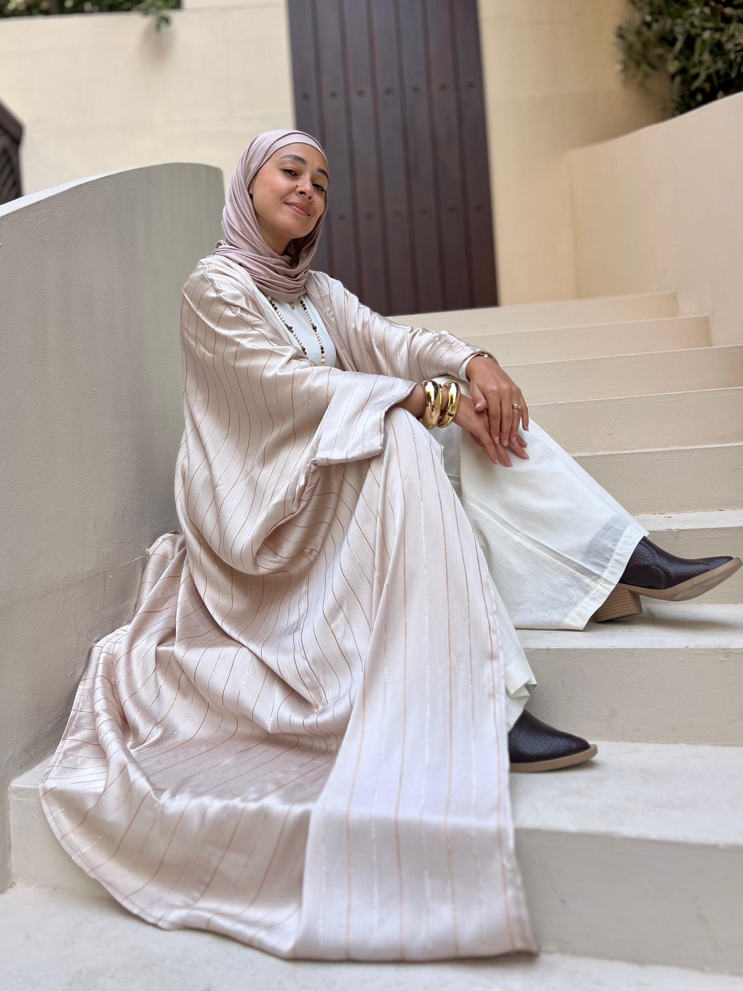 Oxidé stripped Abaya