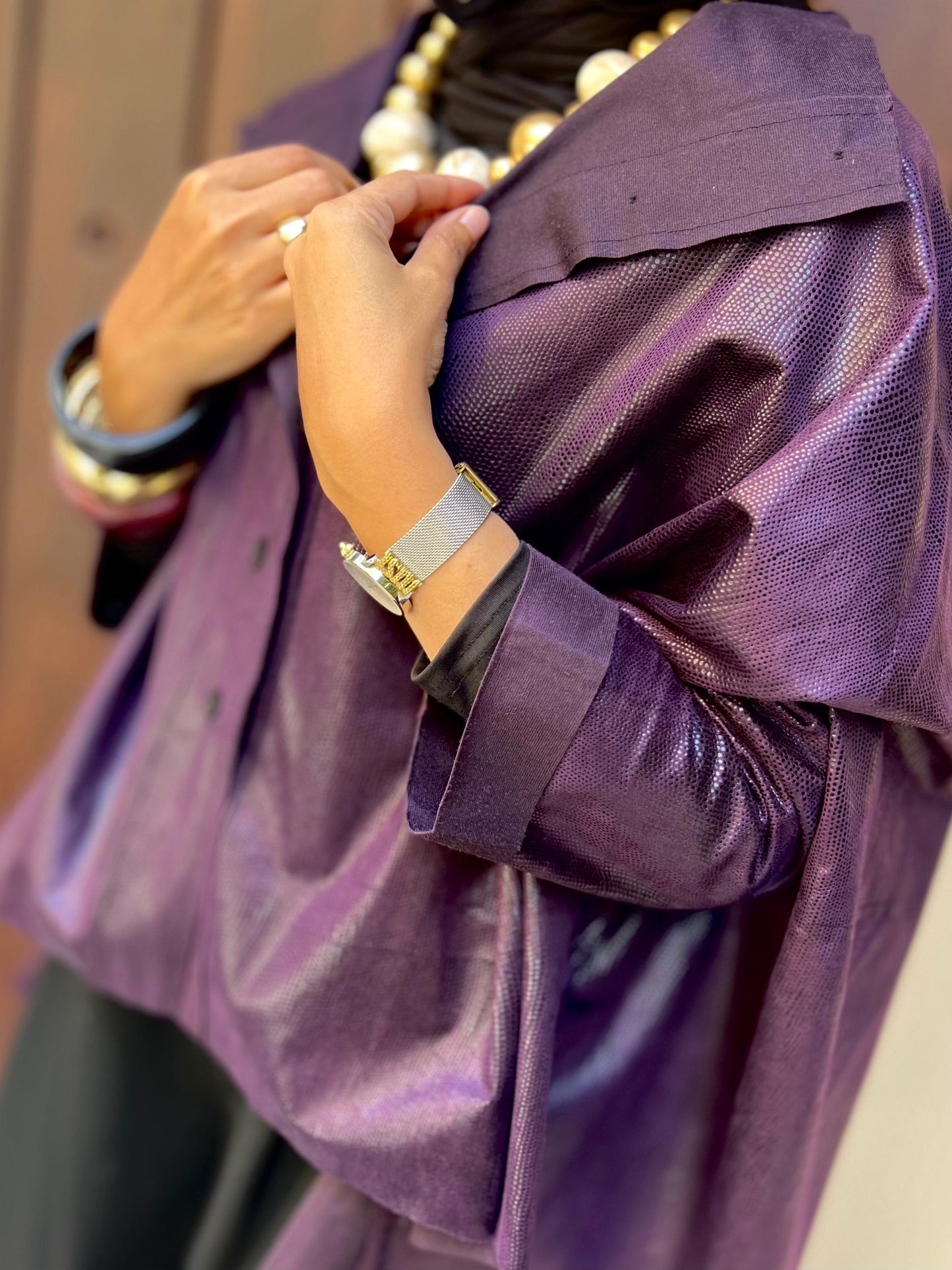 Purple leather cape/ jacket