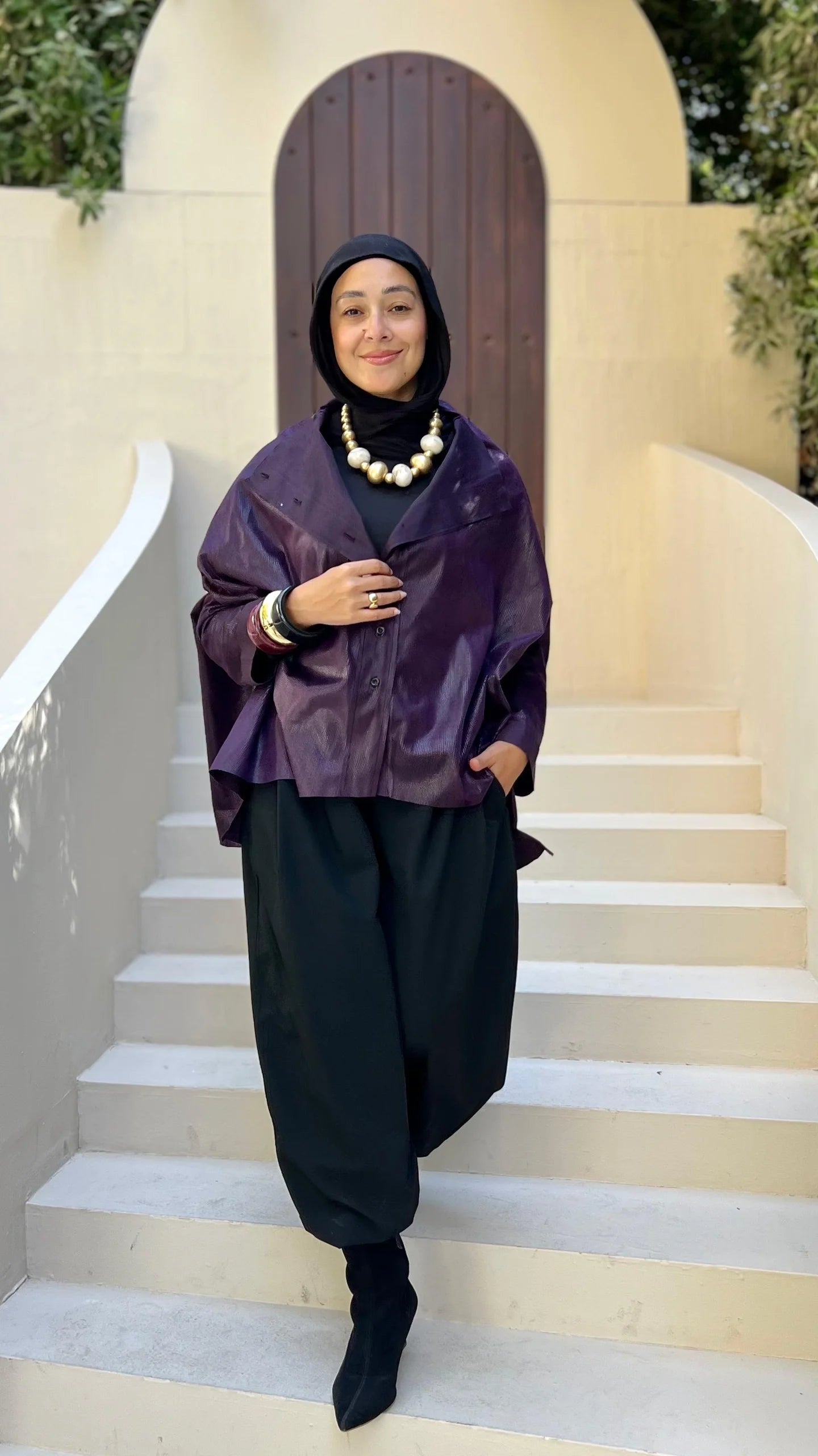 Purple leather cape/ jacket