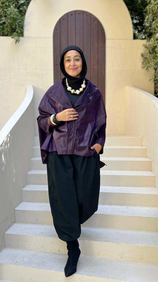 Purple leather cape/ jacket