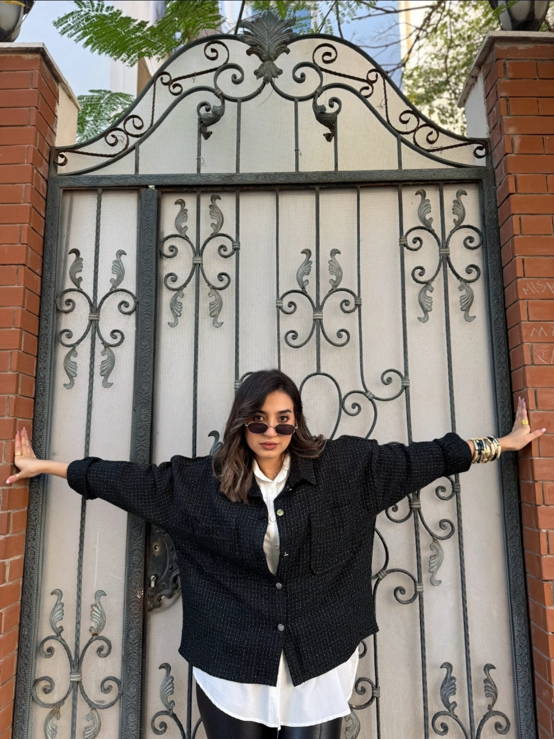 Tweed textured jacket - Green