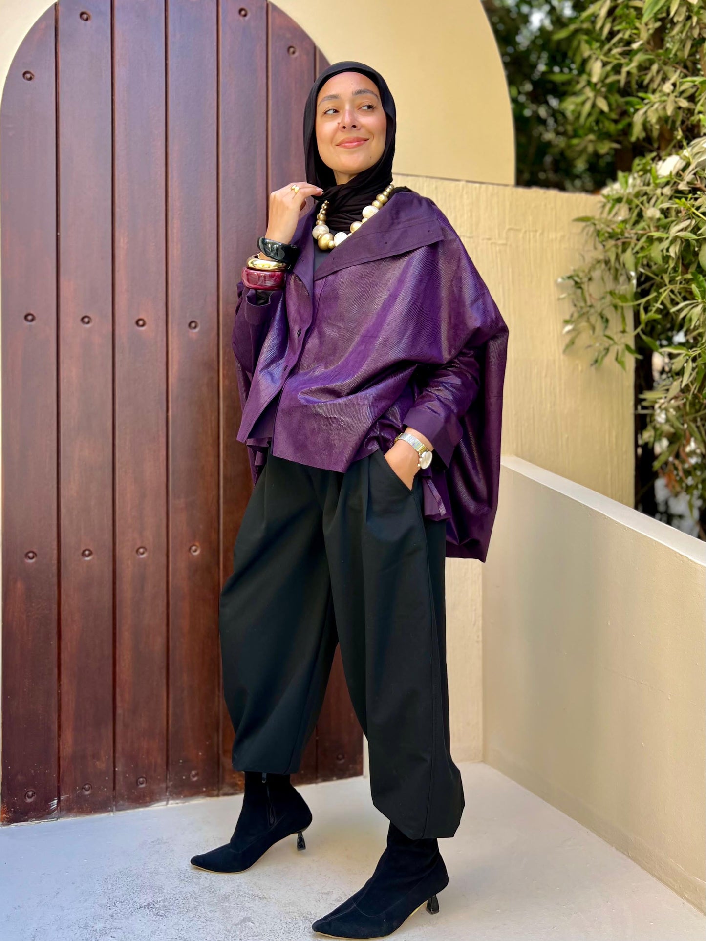 Purple leather cape/ jacket