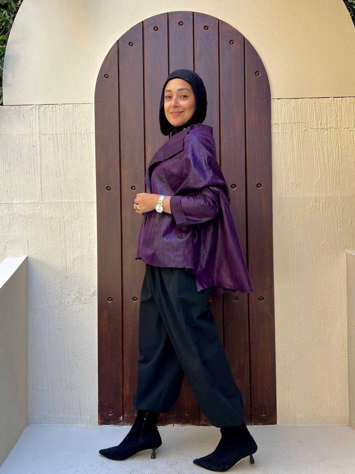 Purple leather cape/ jacket