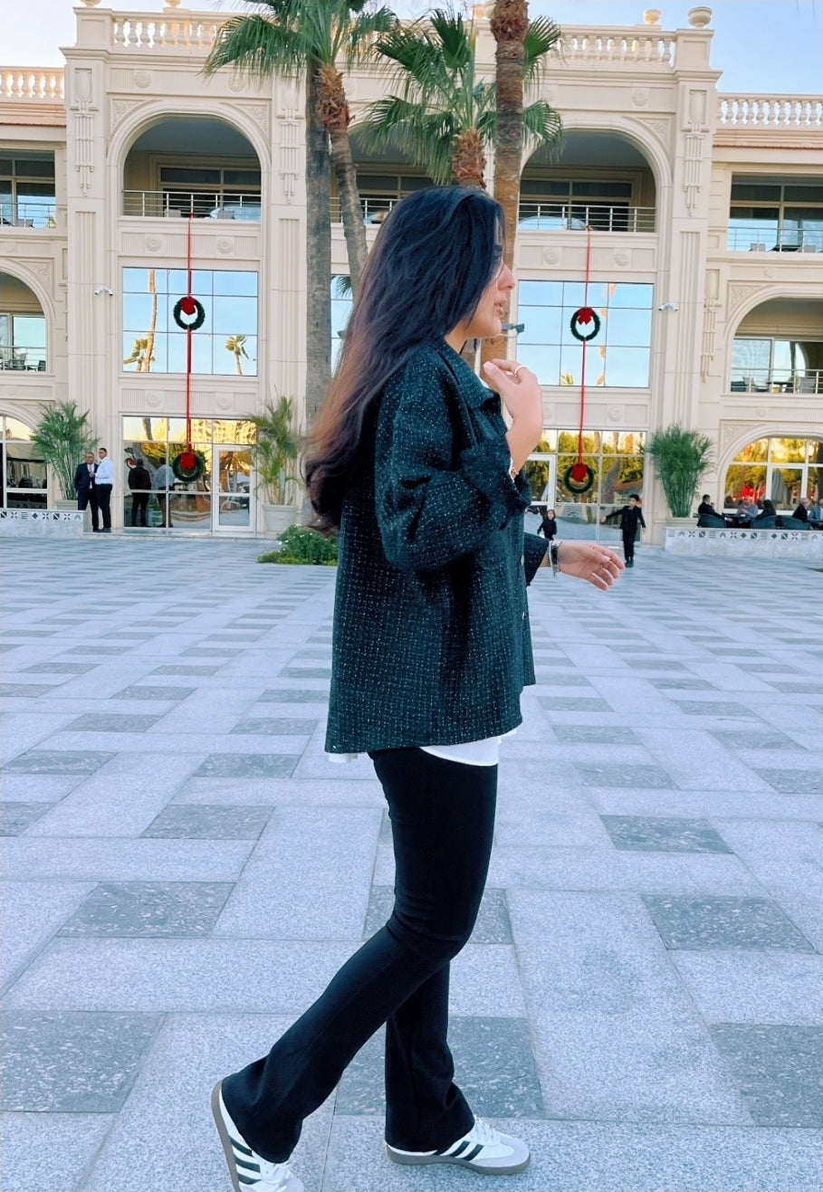 Tweed textured jacket - Green