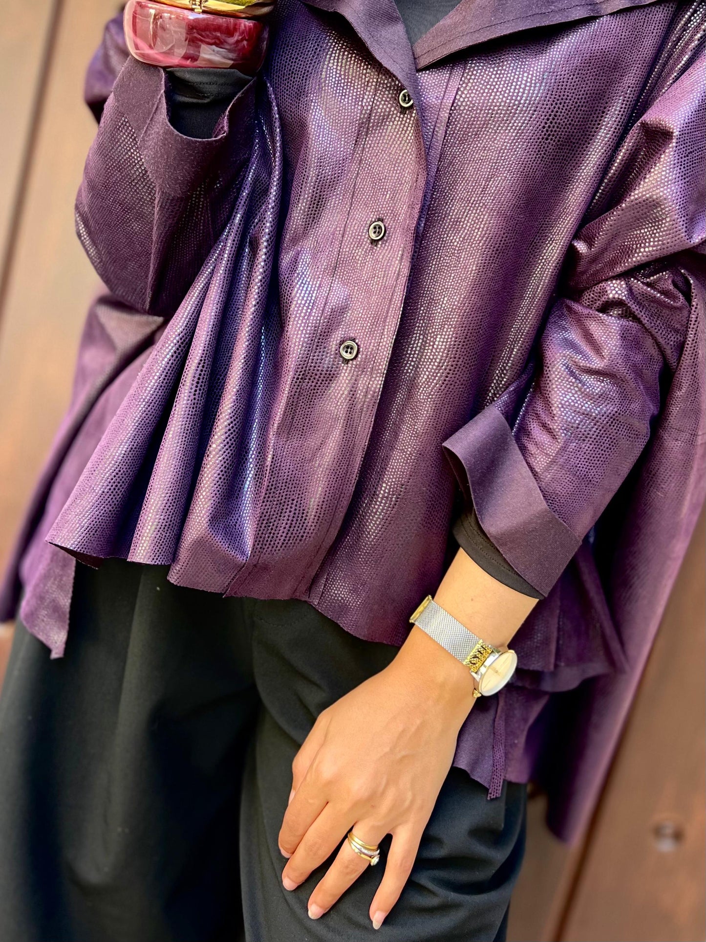 Purple leather cape/ jacket