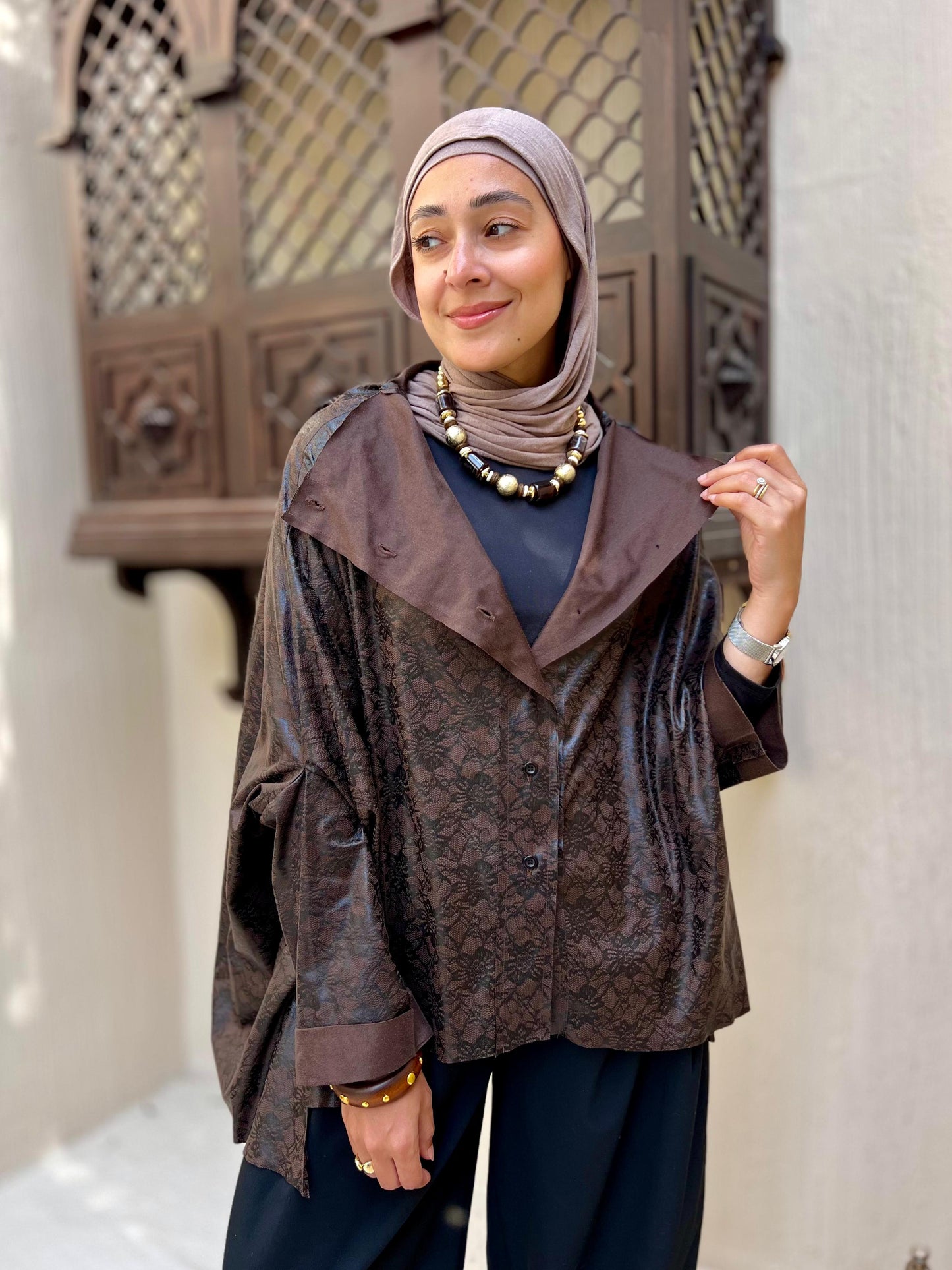 Leather brown cape/ jacket