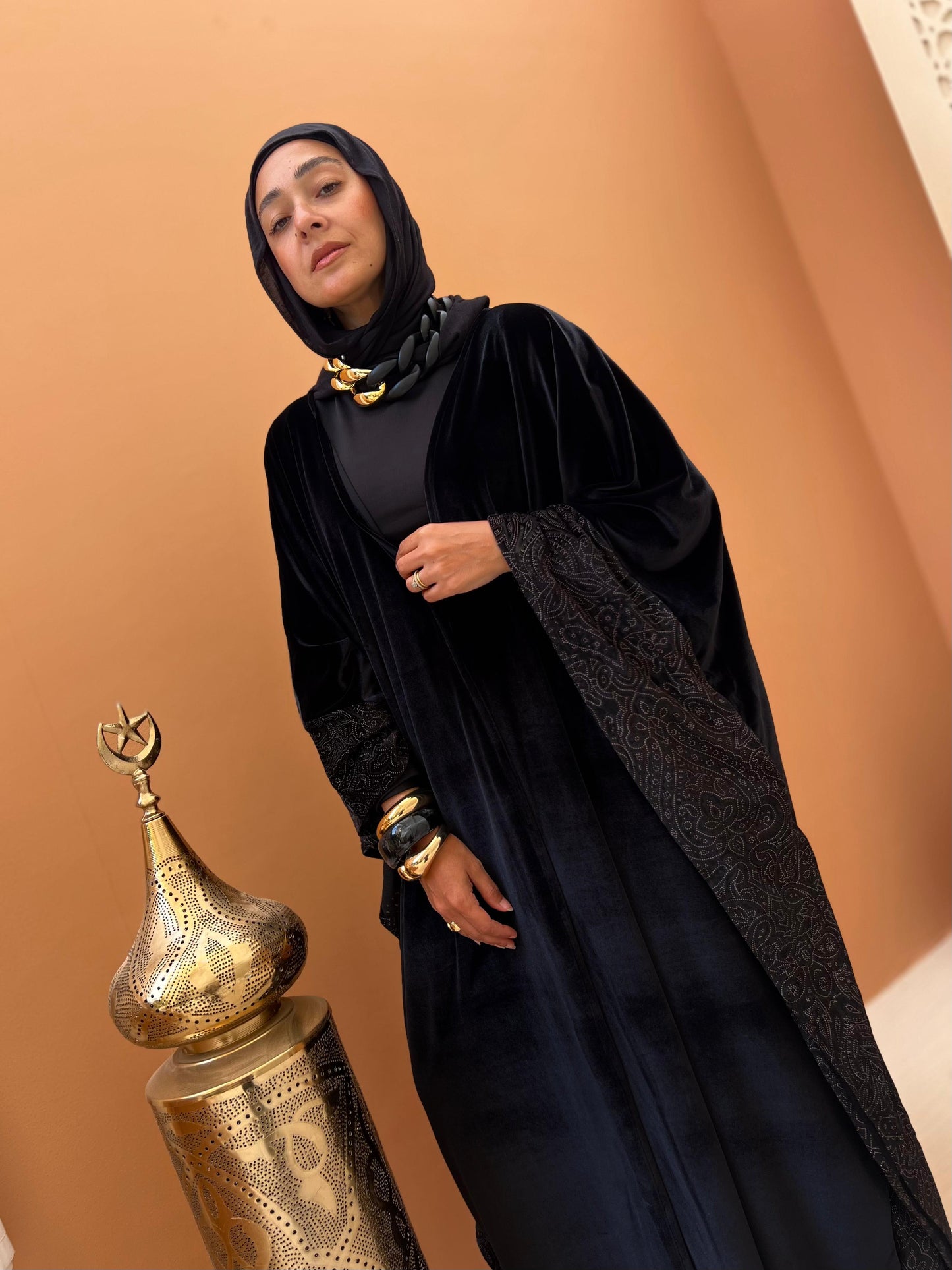 Velvet Flowy Butterfly Abaya