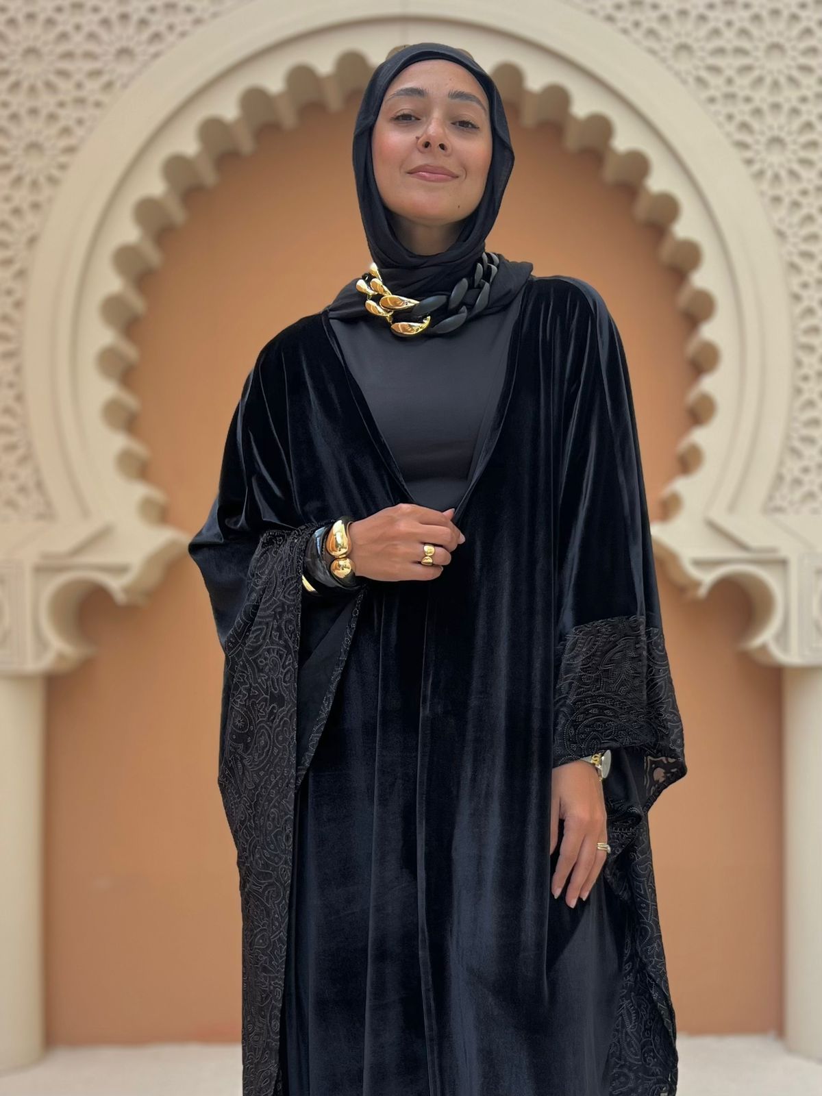Velvet Flowy Butterfly Abaya