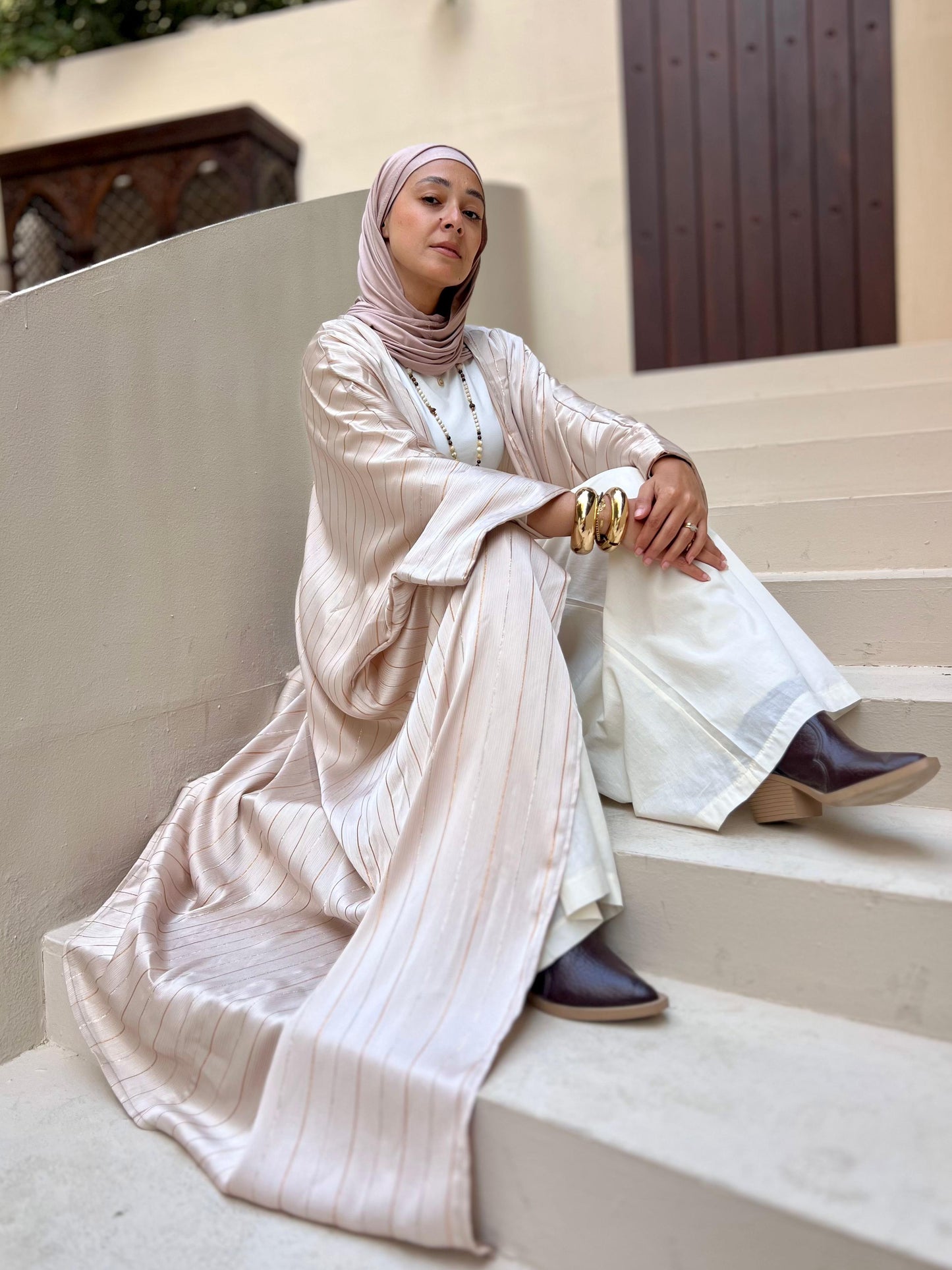 Oxidé stripped Abaya