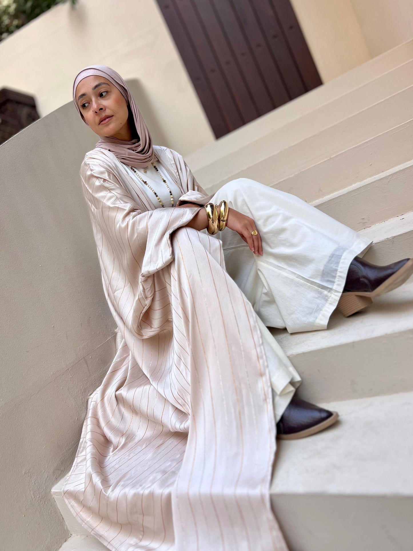 Oxidé stripped Abaya