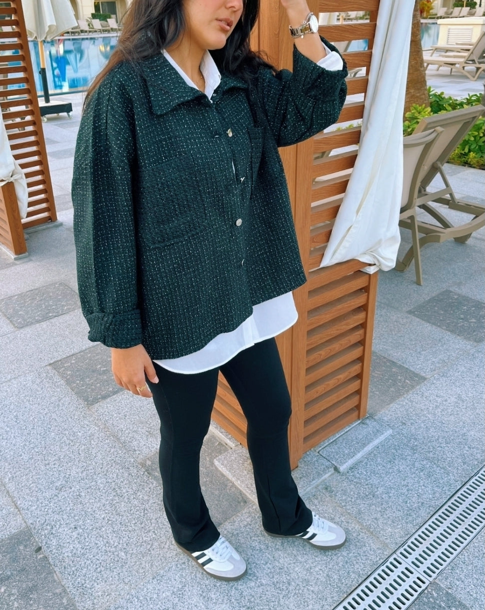 Tweed textured jacket - Green