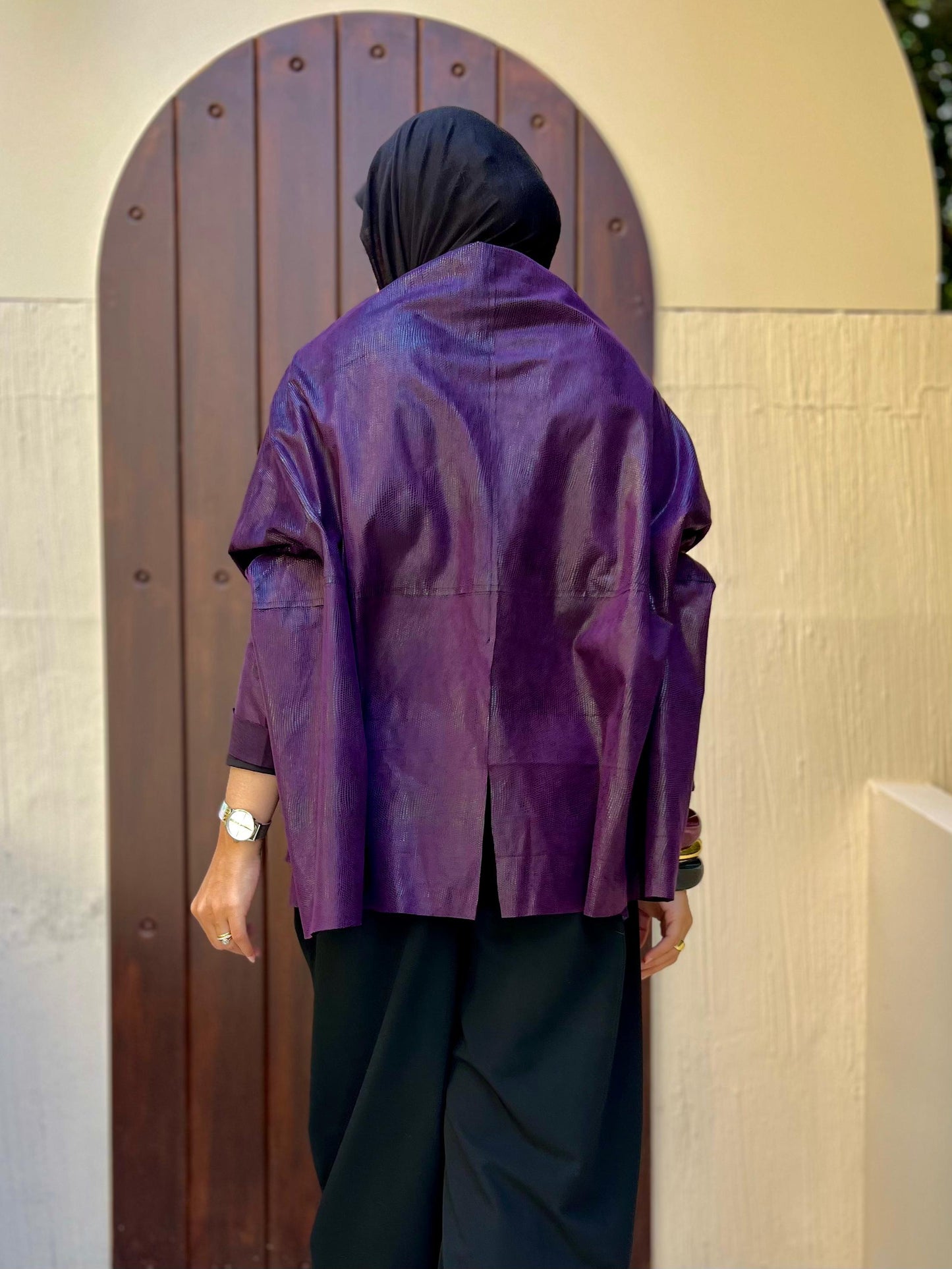 Purple leather cape/ jacket